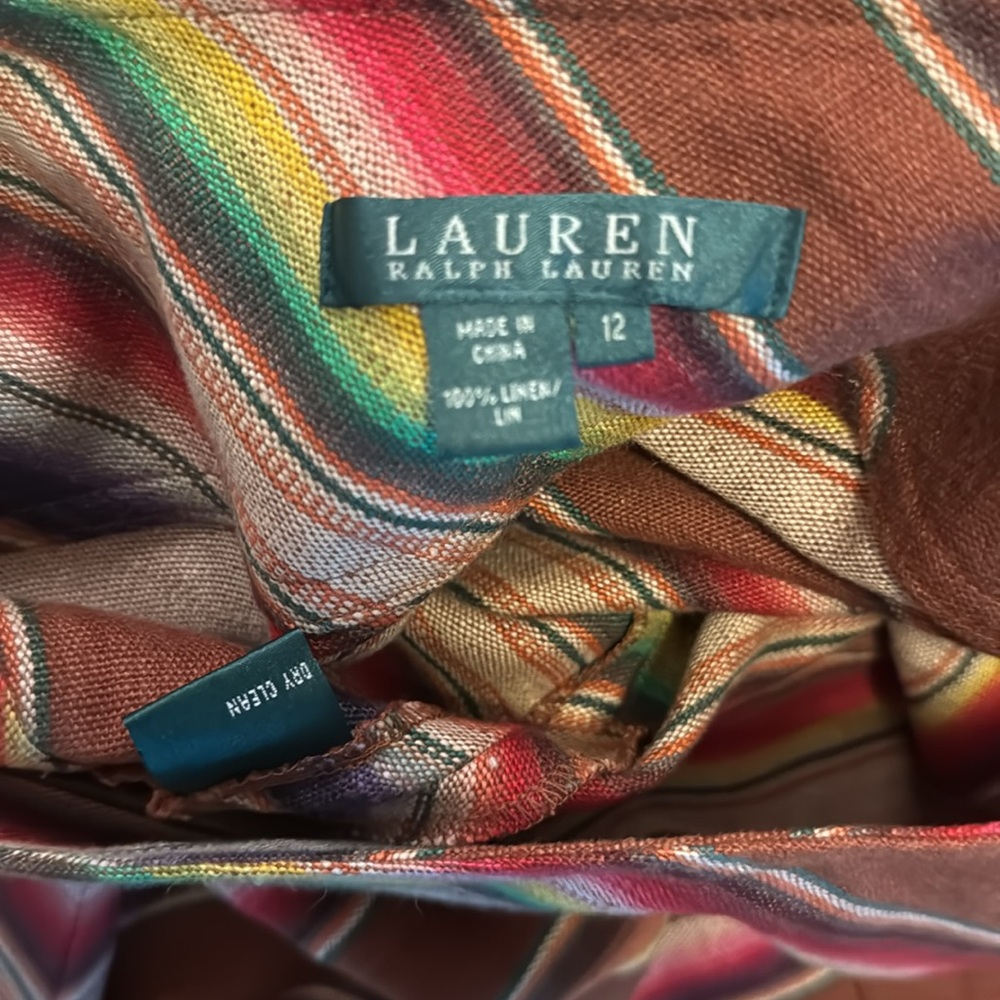 FINAL PRICE Ralph Lauren Vintage Serape Linen Southwestern Skirt Ladies 12 - Picture 5 of 6